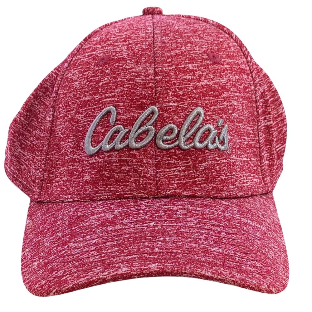Cabela's Fitted Hat Red Geometric Embroidered Stretch Cap OS/TU NWT